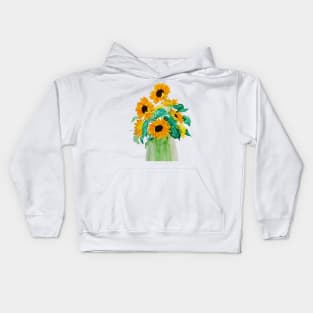 sunflower in a green watercolor Kids Hoodie